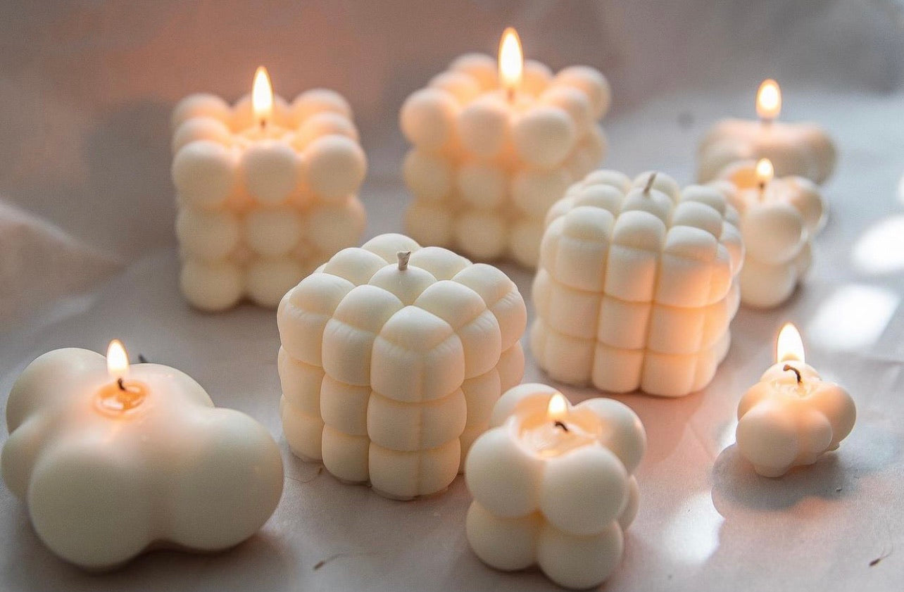 Soy Bubble cube candles, Caramel, sandalwood